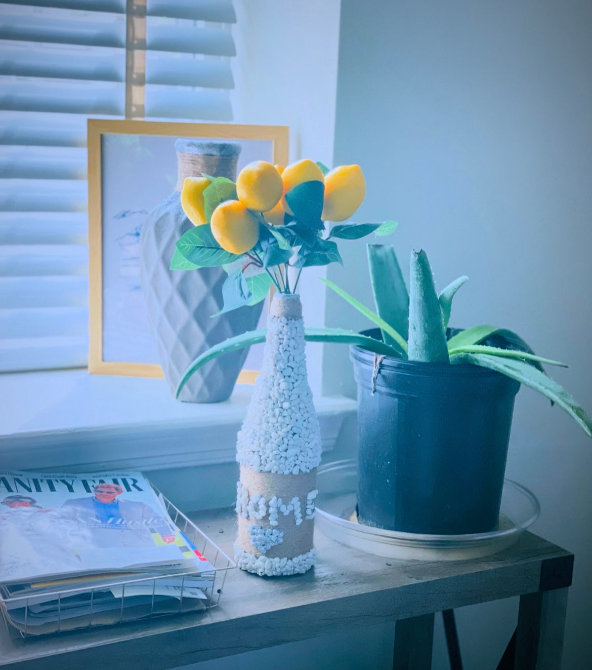 White stoned bottle vase