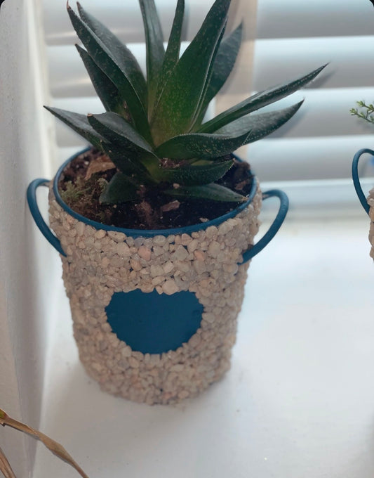Stone and blue planter