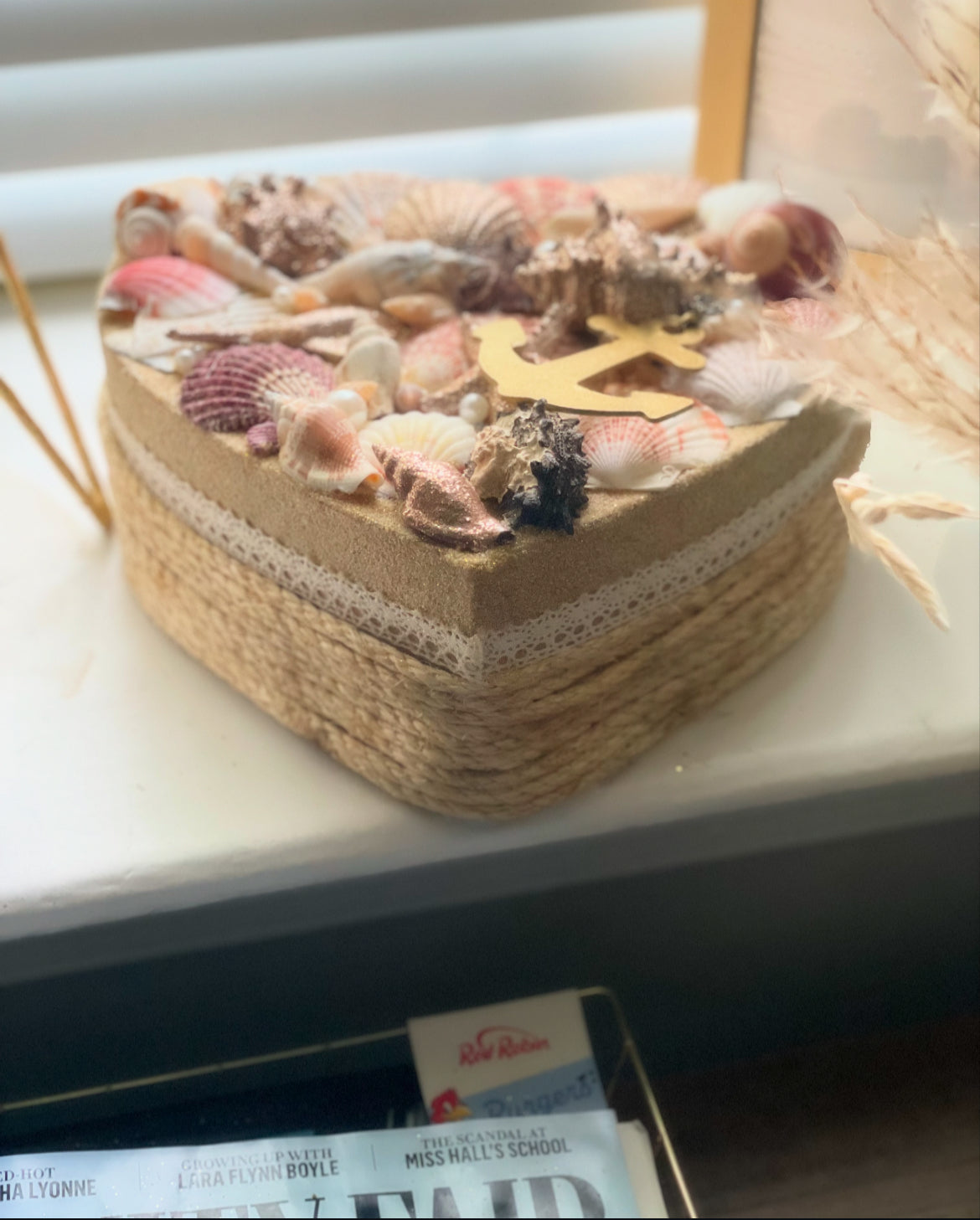 Seashell heart shaped storage boxHand designed