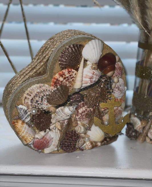 Seashell heart shaped storage boxHand designed