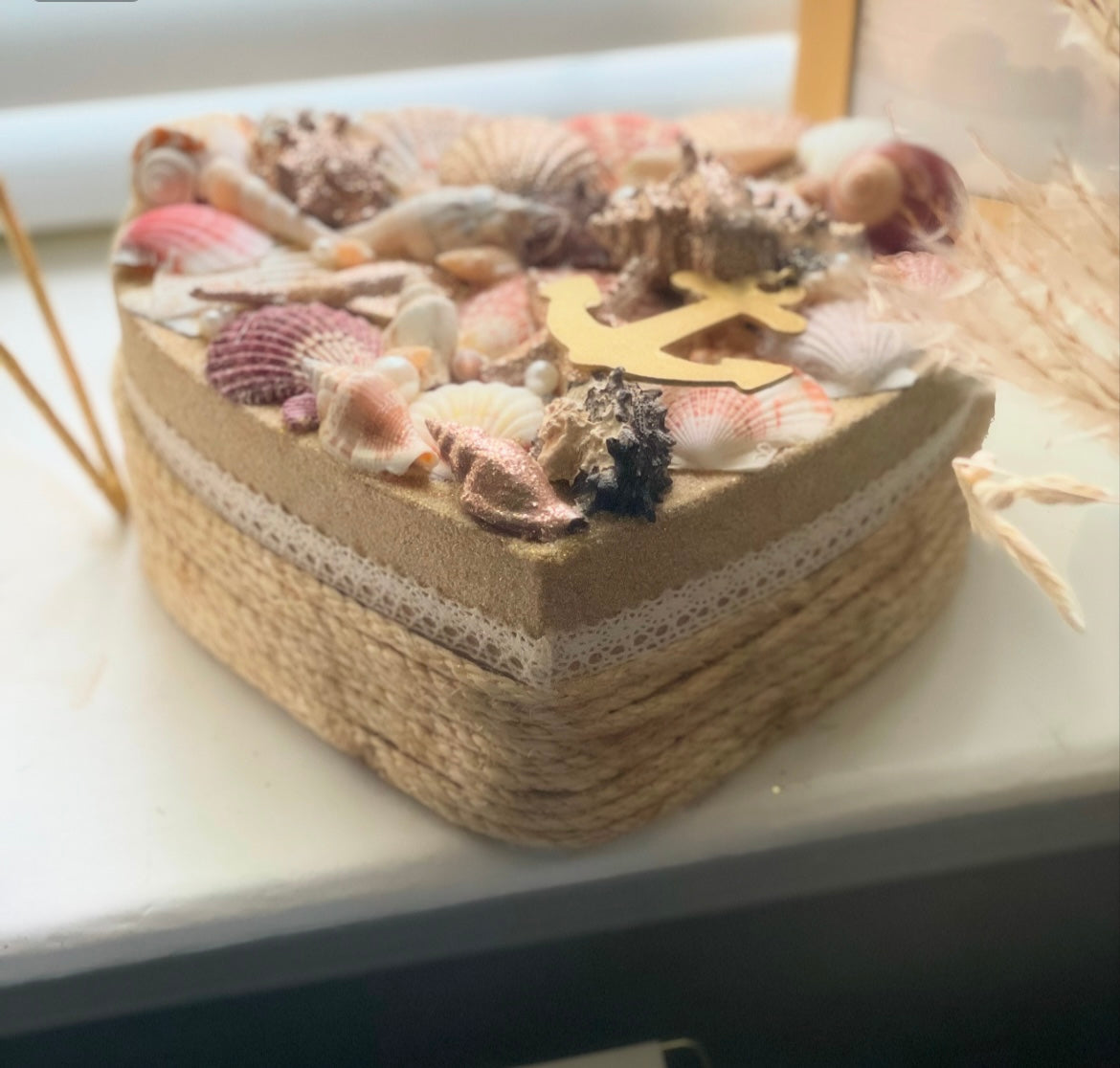 Seashell heart shaped storage boxHand designed