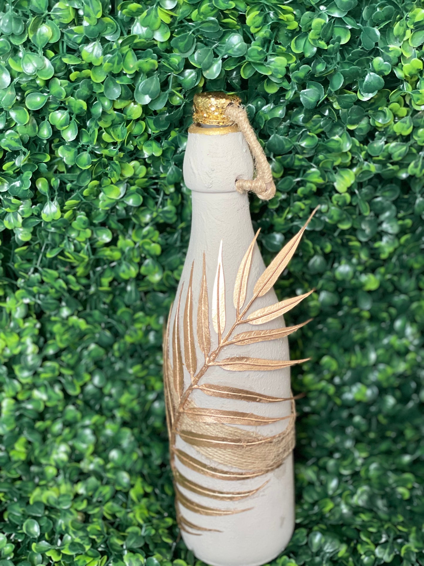 Taupe and Gold leaf bottle vase